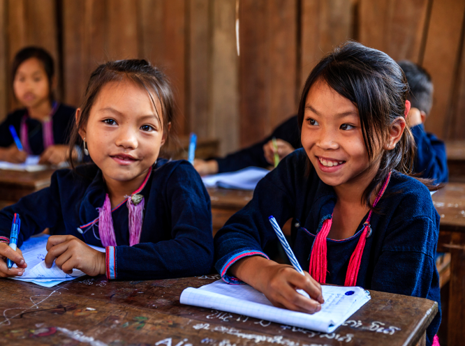 students learning